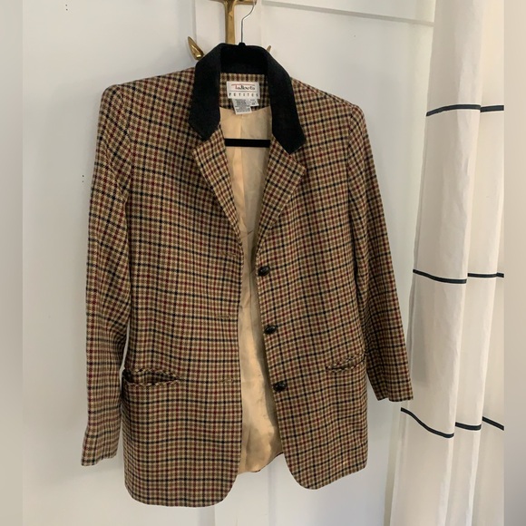 Talbots Jackets & Blazers - Talbots Petites Oversized Vintage Wool Houndstooth Blazer Size 4P Made in USA